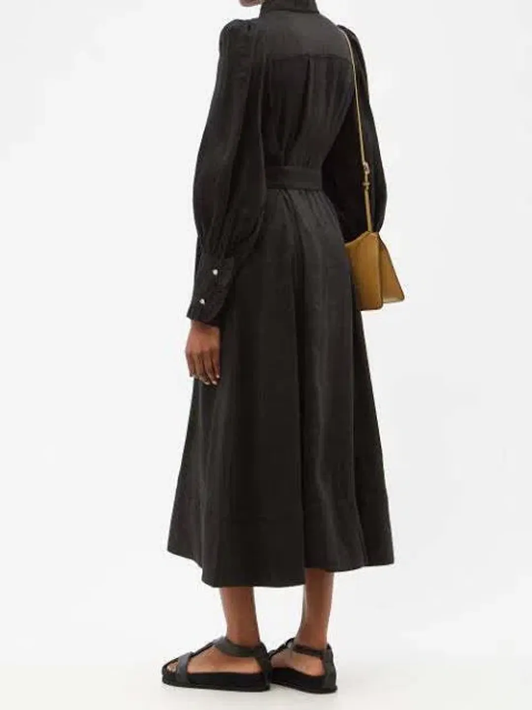 Aje Idealist Linen Blend Midi Dress Black Size 4 for rent on The Volte - main image