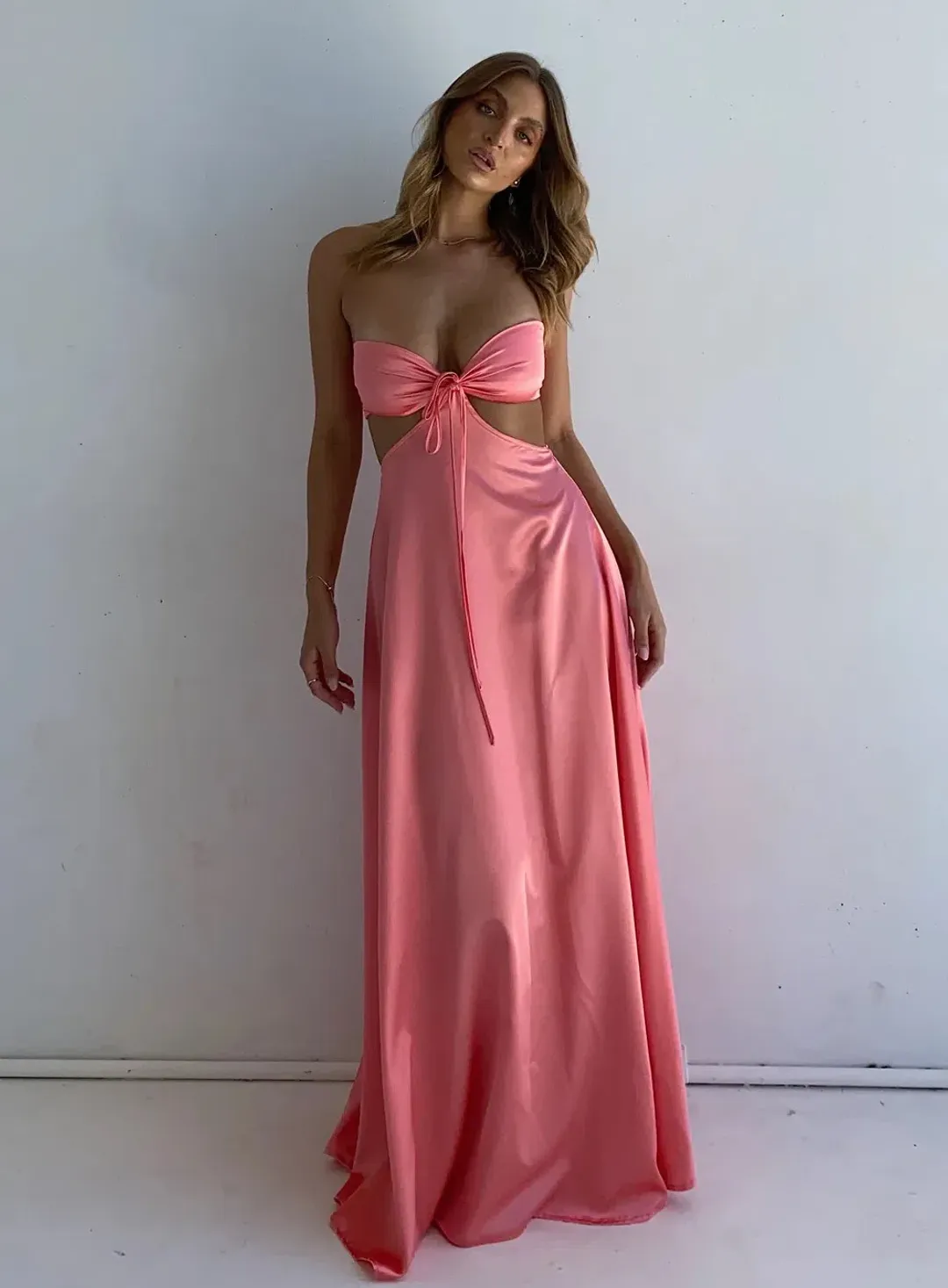 Lane + Sass Lucy Gown Guava Pink Size S/ Au 8 for rent on The Volte - main image