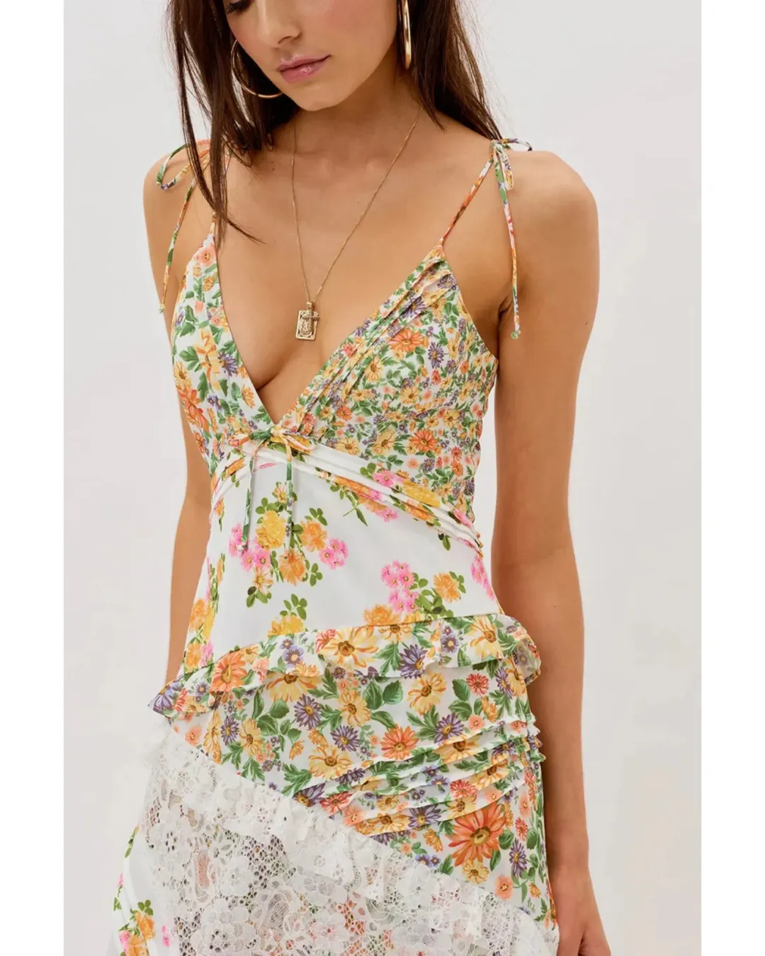 For Love and Lemons Rosalyn Maxi Dress Floral Size M / AU 10 for rent on The Volte - main image