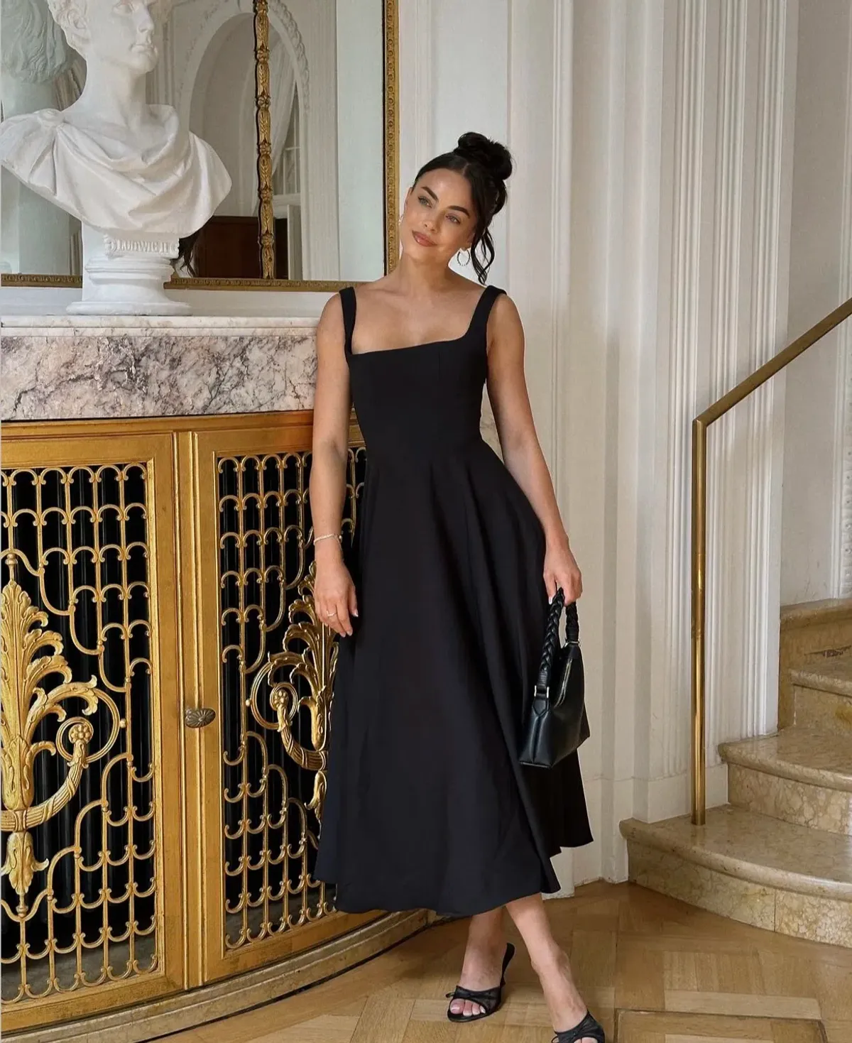 Odd Muse The Ultimate Muse High Waist Square Neck Midi Dress Black Size L / AU 12 - Image 1