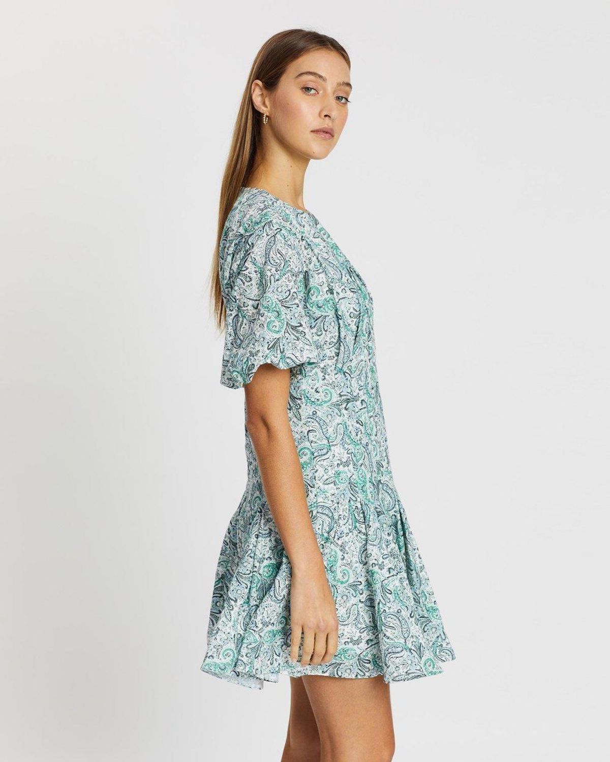 Thurley Brenton Mini Dress Perez Print Turquoise - Image 2