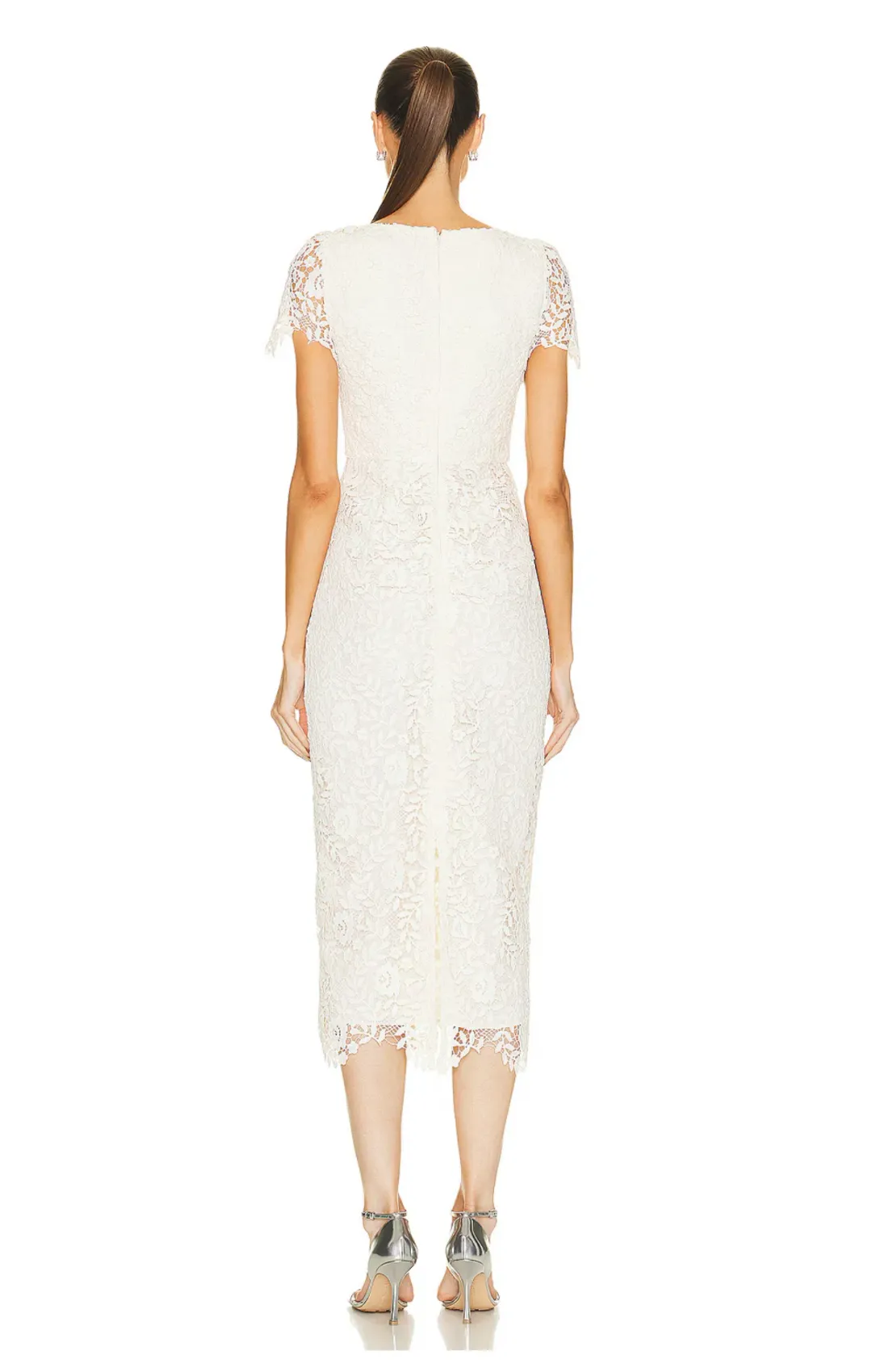 Cream Rose Lace Midi Dress for rent on The Volte - main image