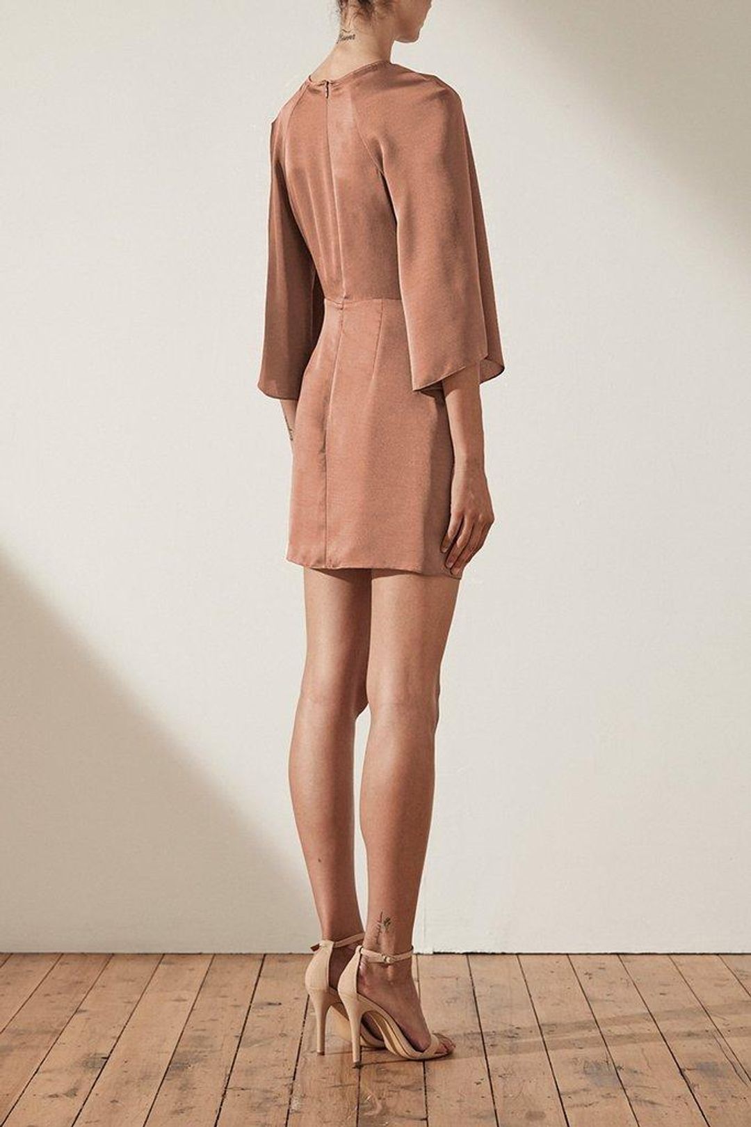 Shona Joy Sawyer Tie Front Mini Dress Beige Size 14 for rent on The Volte - main image