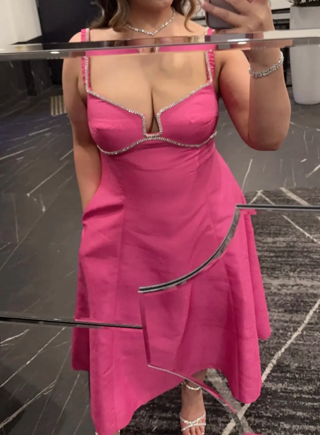 Self Portrait Embellished A-Line Midi Dress Pink Size AU 14 for rent on The Volte - main image