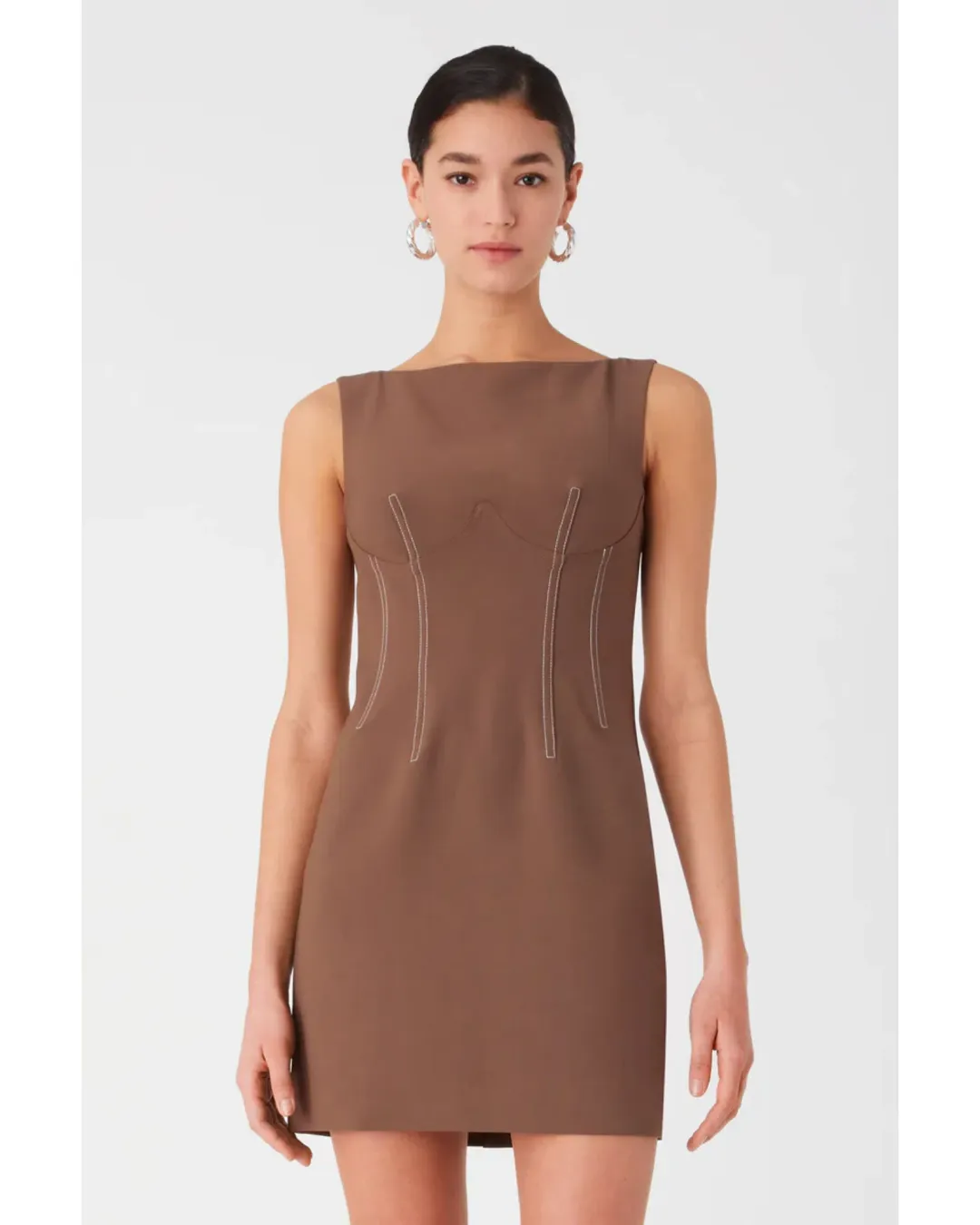 MISHA Micha Mini Dress Brown Size 12 for rent on The Volte - main image