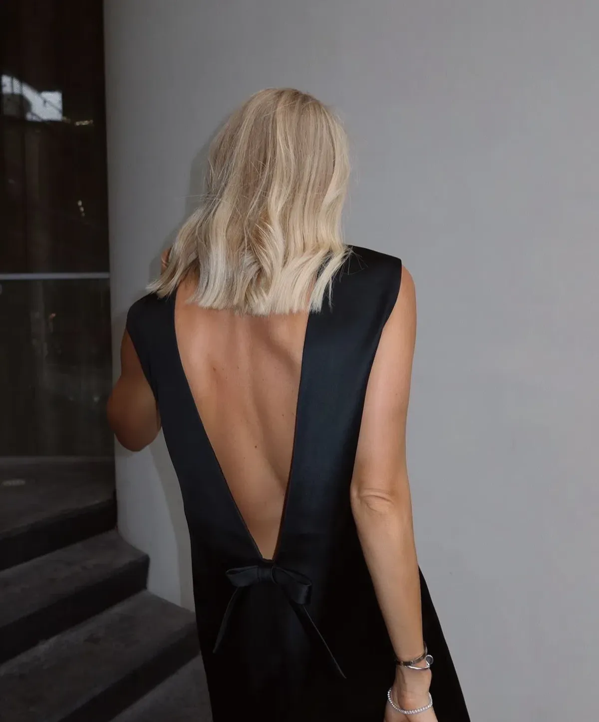 Helsa Studios Heavy Satin Mini Dress in Black Size M - Image 4