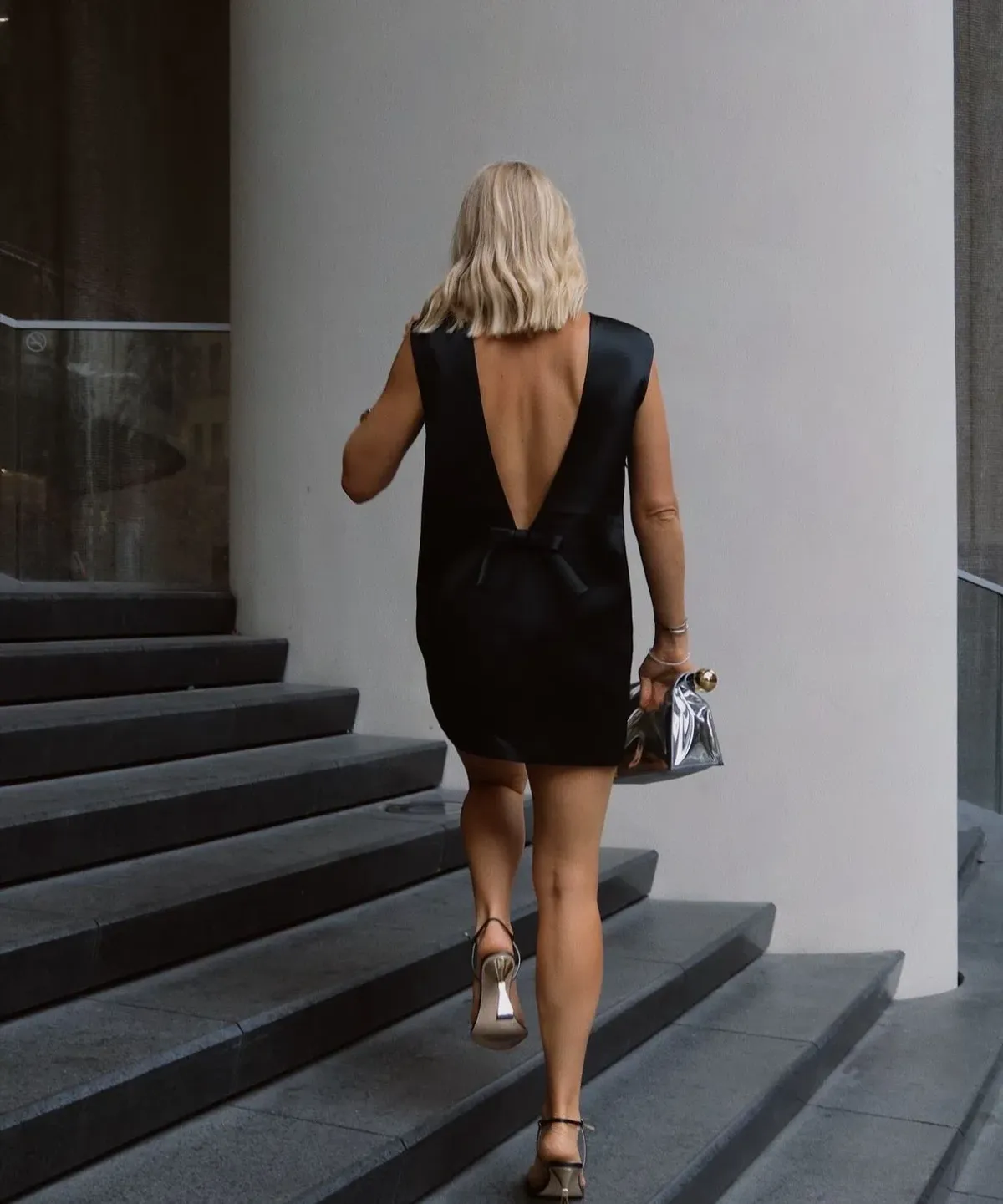 Helsa Studios Heavy Satin Mini Dress in Black Size M - Image 3