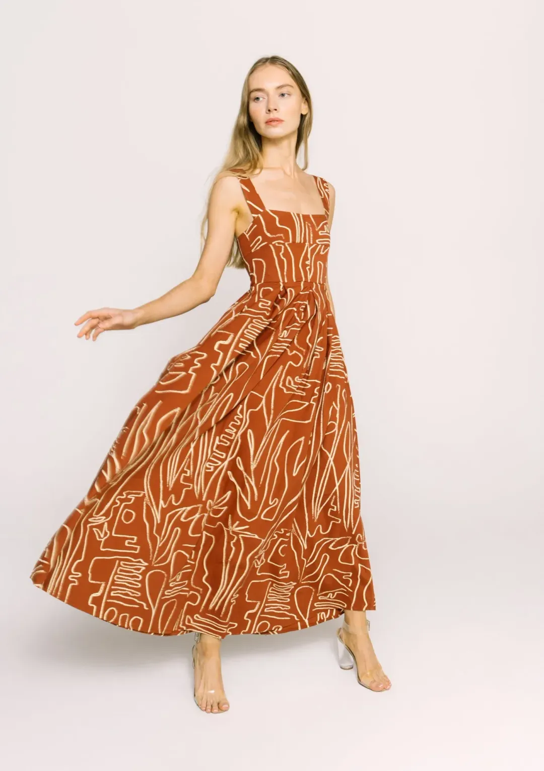 Bel Kazan Janie Maxi Dress in Mocha Rye Print Size 8 for rent on The Volte - main image