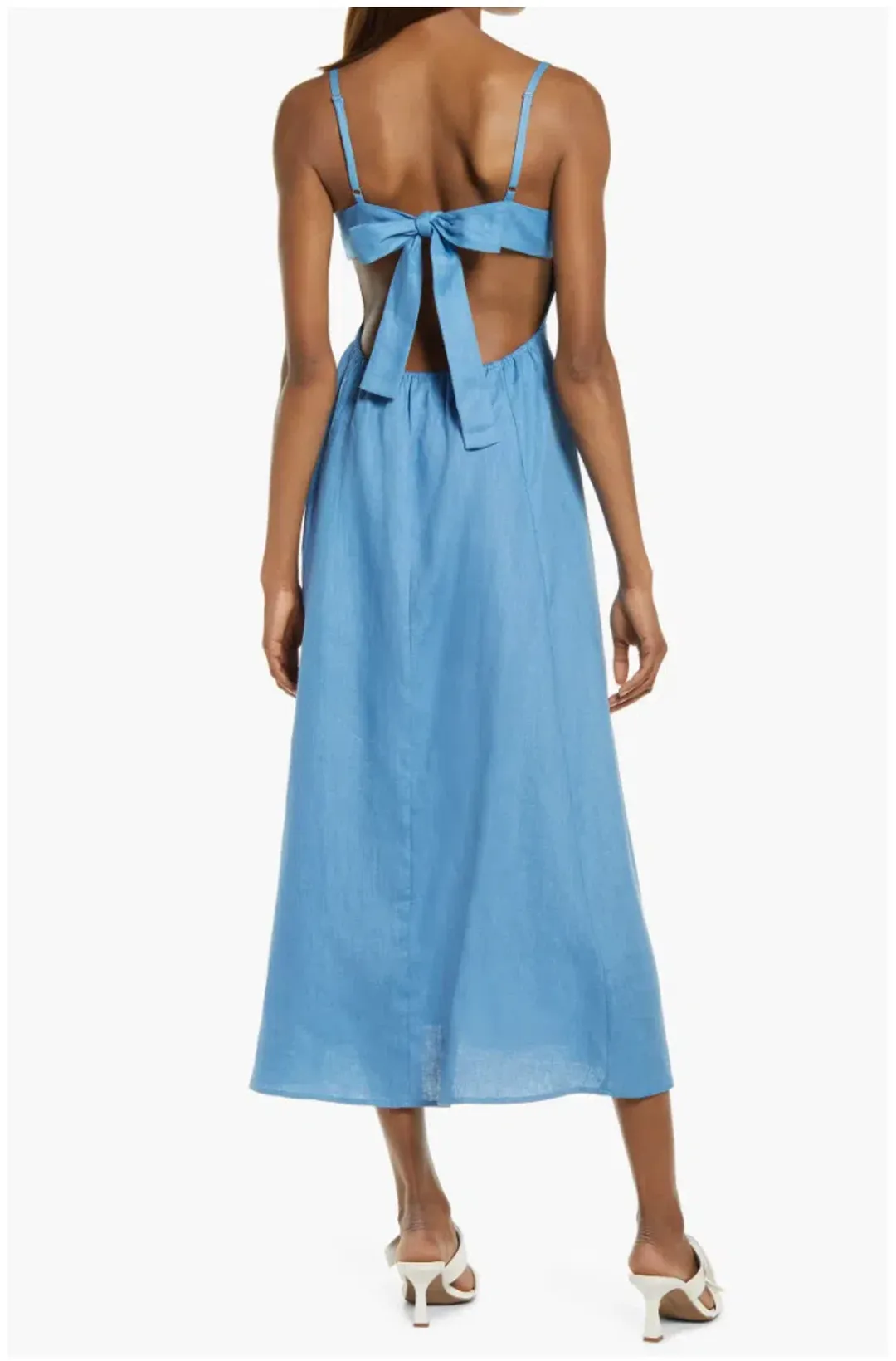 Reformation Starfruit Linen Midi Dress in Parisian Blue Size 8 for rent on The Volte - main image