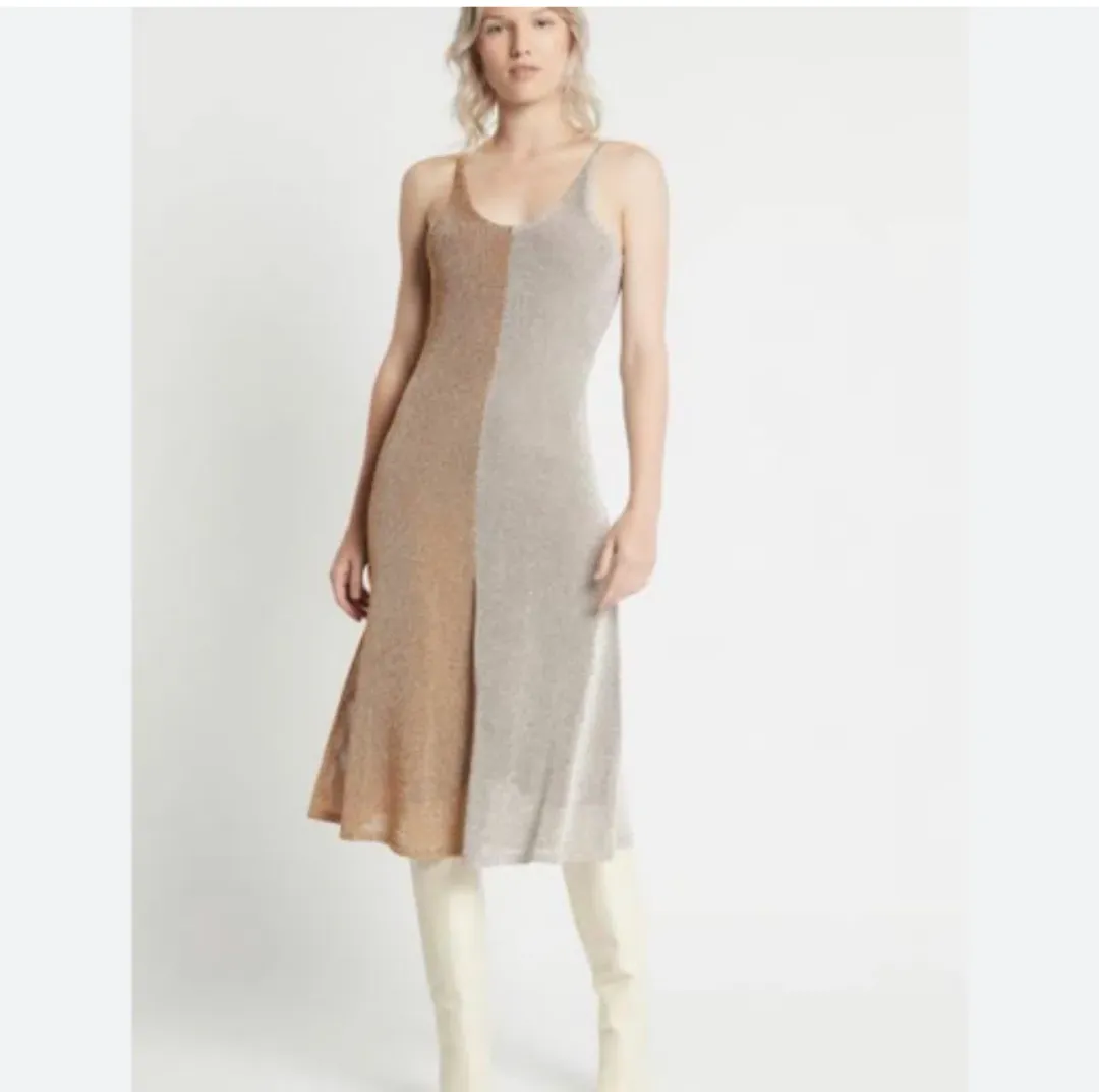 Sass And Bide Half Silver Half Gold Midi Dress Gold/Silver Size 8  for rent on The Volte - main image