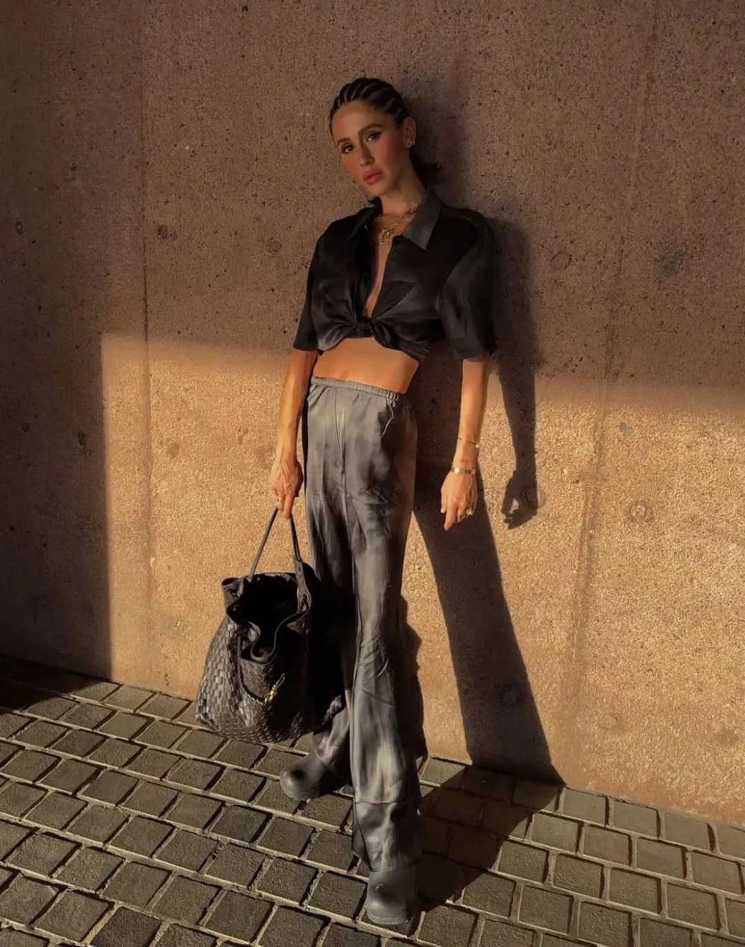 Silk Laundry Shirt and Bias Cut Pants Set Smoke Size M/Au 10  for rent on The Volte - main image