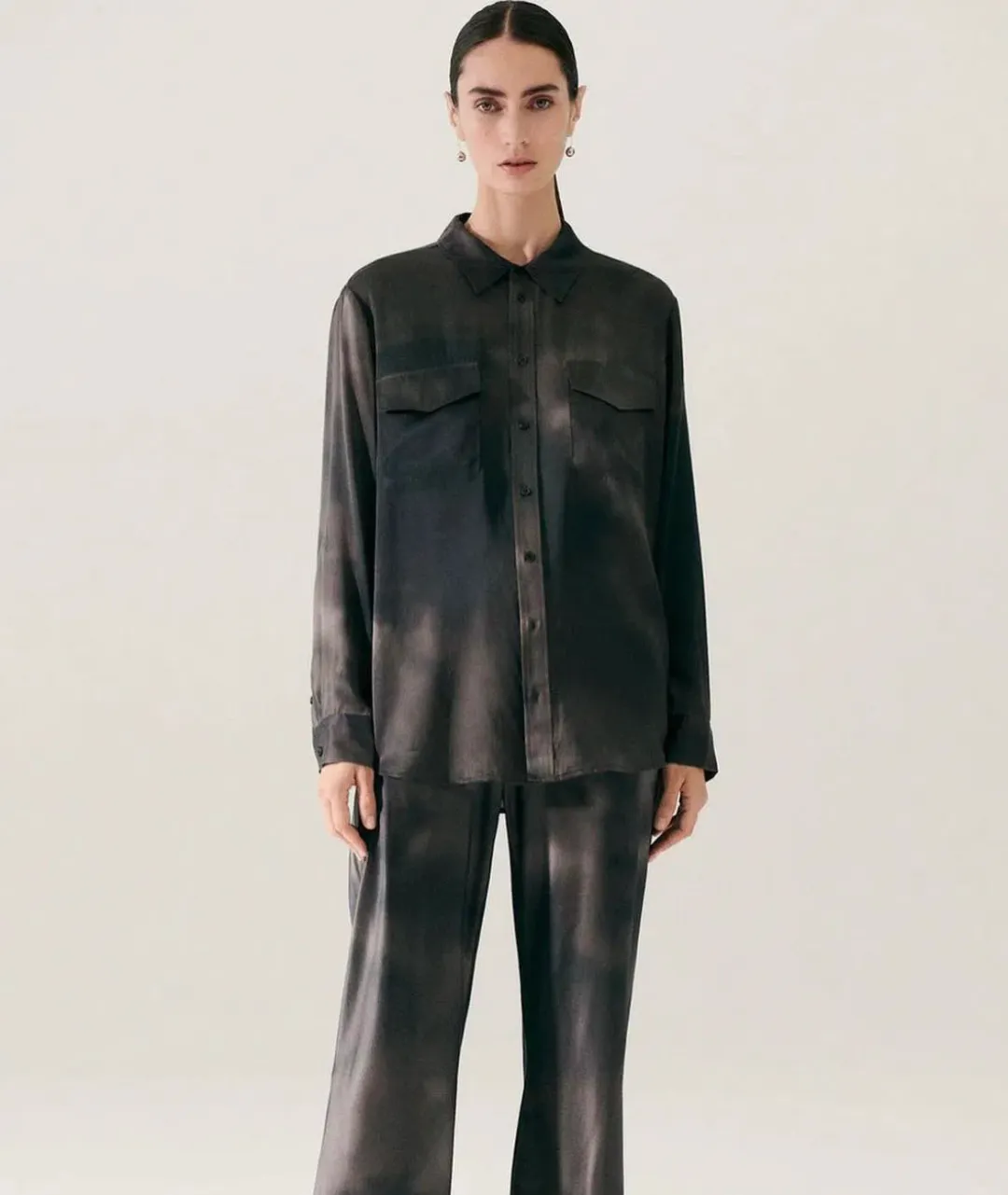 Silk Laundry Shirt and Bias Cut Pants Set Smoke Size M/Au 10  for rent on The Volte - main image