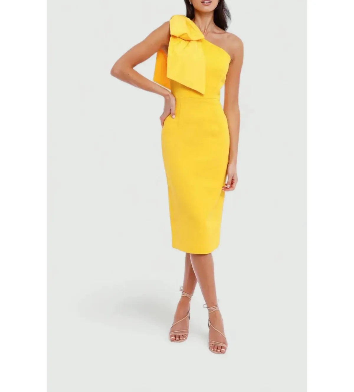Rebecca Vallance Calla One Shoulder Dress Yellow Size 6  - Image 1