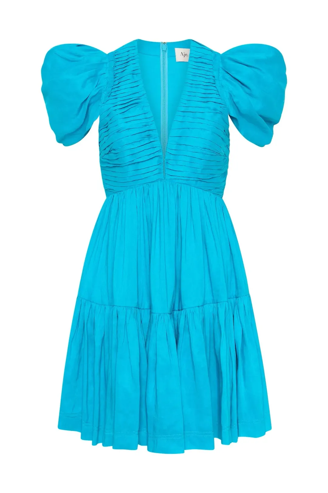 Aje Severine Tiered Mini Dress Sky Blue Size 8 for rent on The Volte - main image