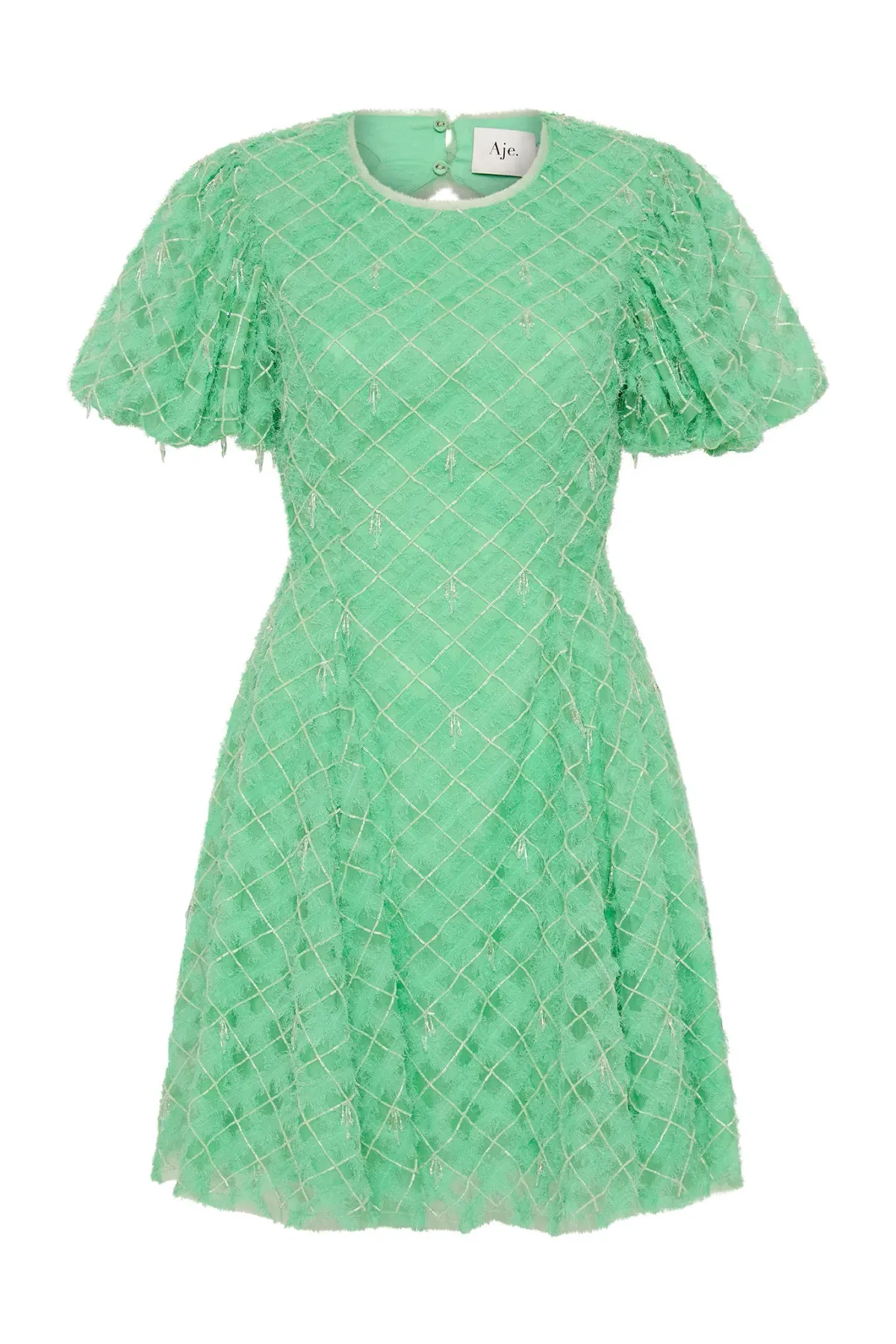 Aje Context Embellished Mini Dress Marine Green Size 8 - Image 4