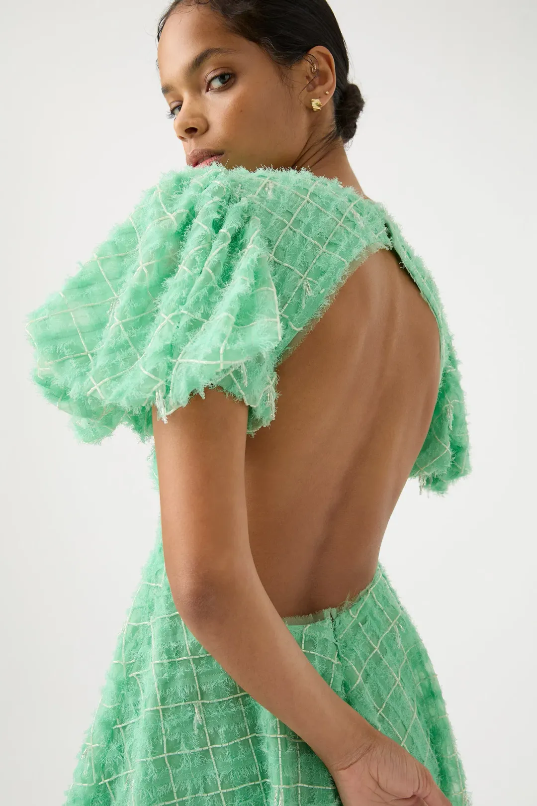 Aje Context Embellished Mini Dress Marine Green Size 8 for rent on The Volte - main image