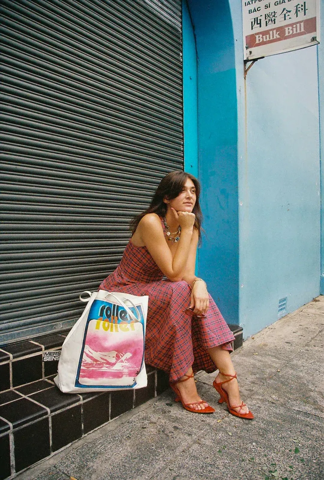 Katharina Lou The Annabel Maxi Dress in Red Tartan Size XL / AU 14 for rent on The Volte - main image