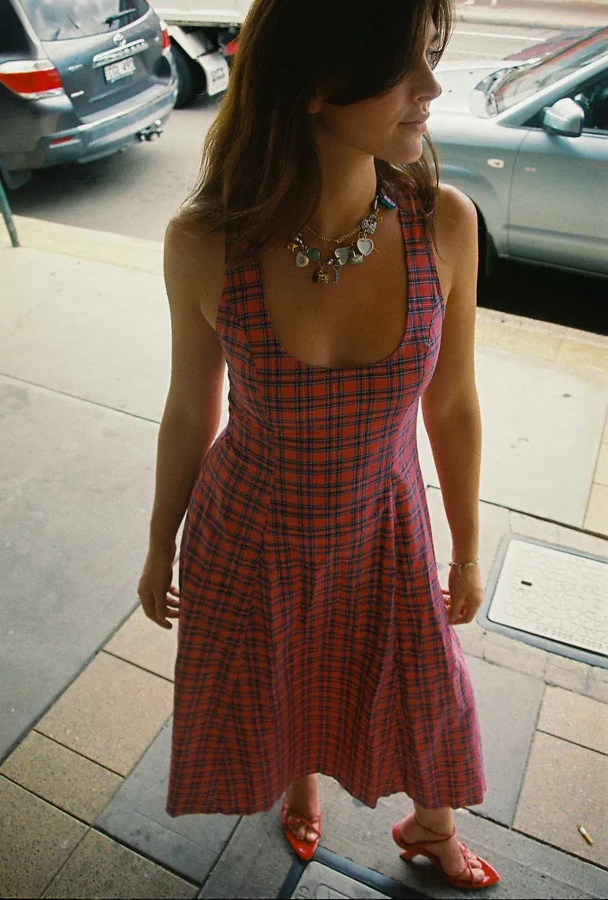 Katharina Lou The Annabel Maxi Dress in Red Tartan Size XL / AU 14 for rent on The Volte - main image