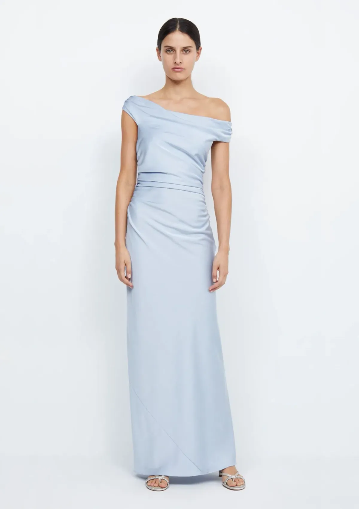 Bec & Bridge Eternity Off Shoulder Maxi Dress Dusty Blue Size XS / AU 6 - Image 1