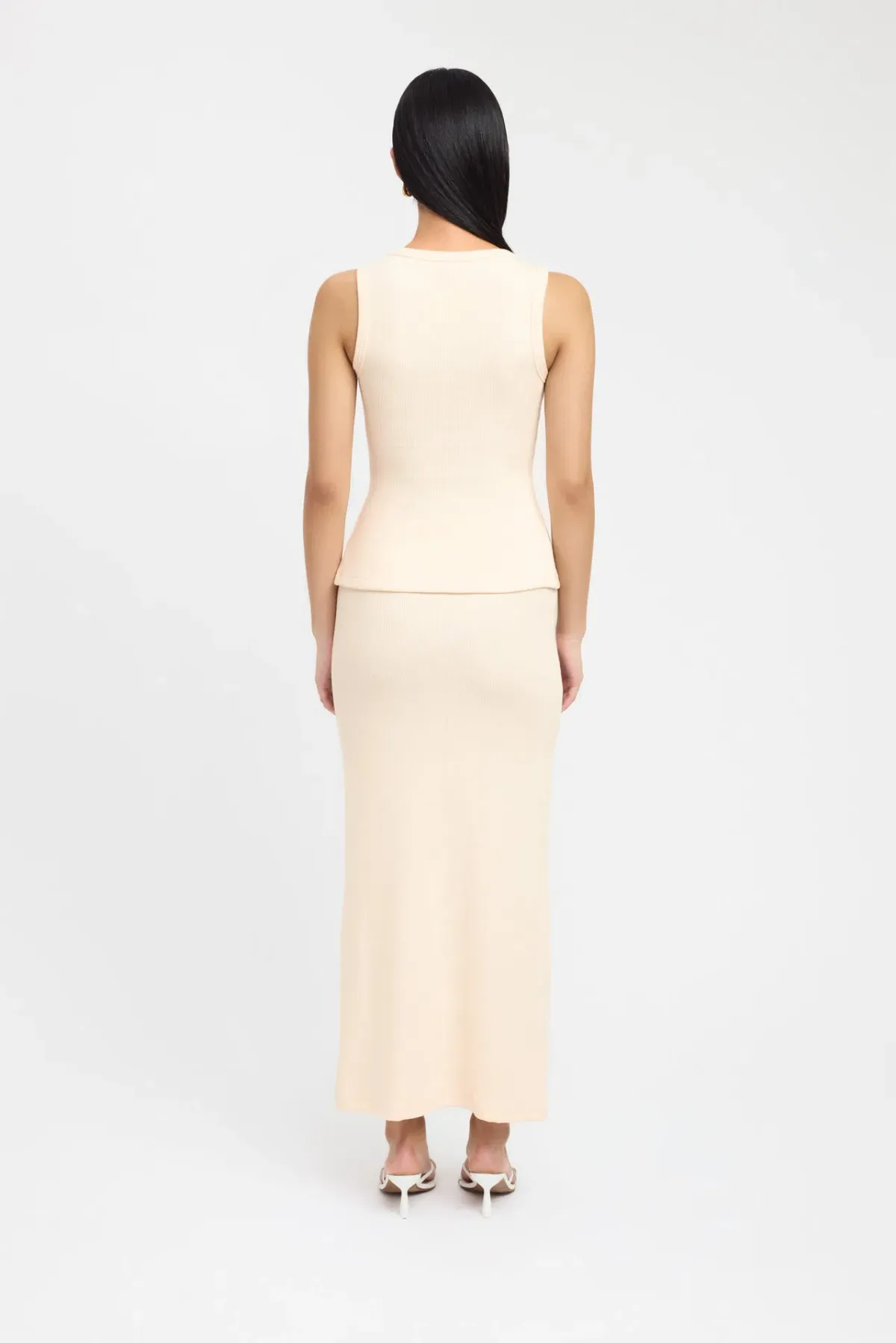 Kookai Bec Button Tank Size 36 and Carter Maxi Skirt Size 34 Set Butter Cream - Image 3