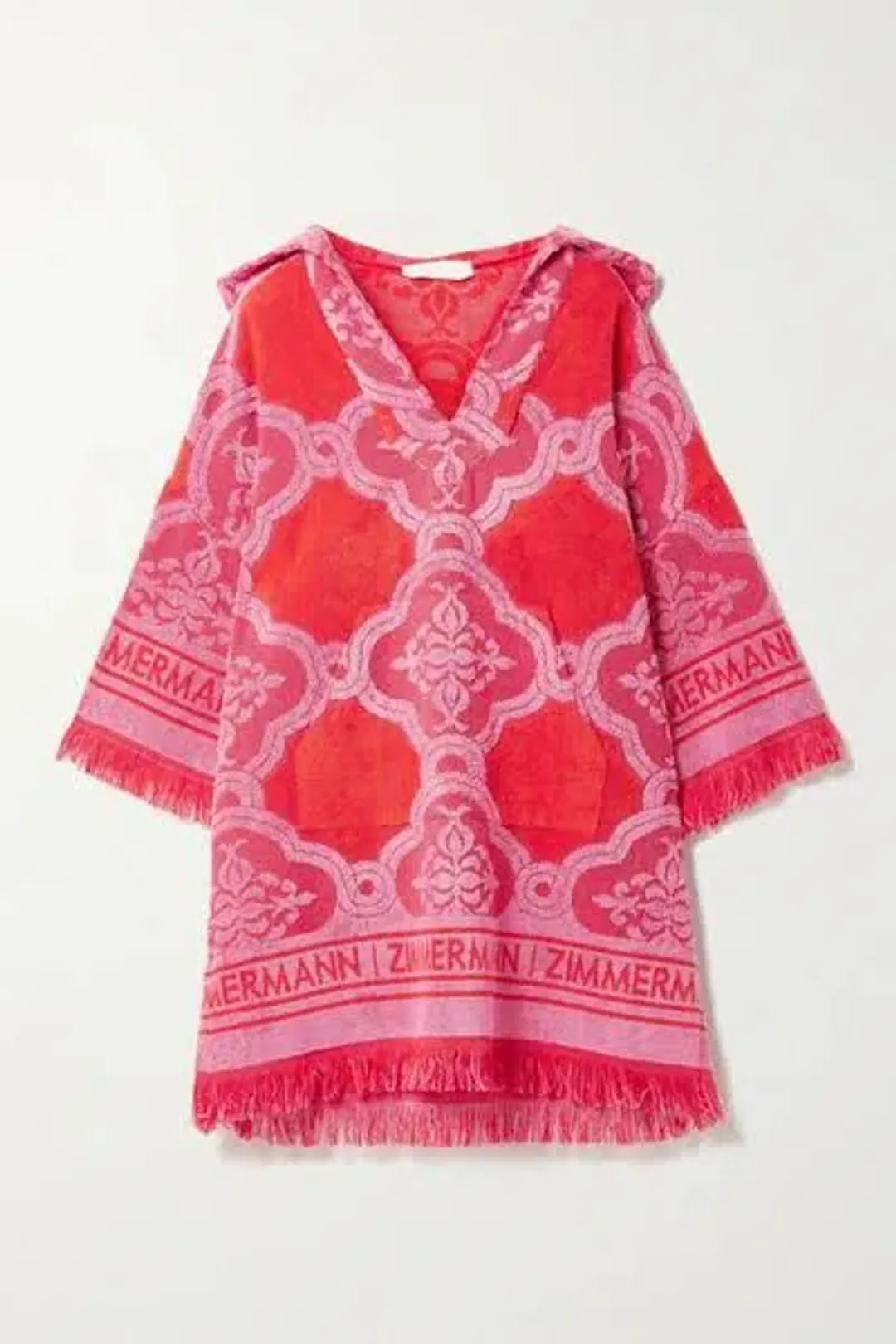 Zimmermann Poppy Fringed Terry Towel Mini Dress Red Pink Size 1 / AU 10  for rent on The Volte - main image