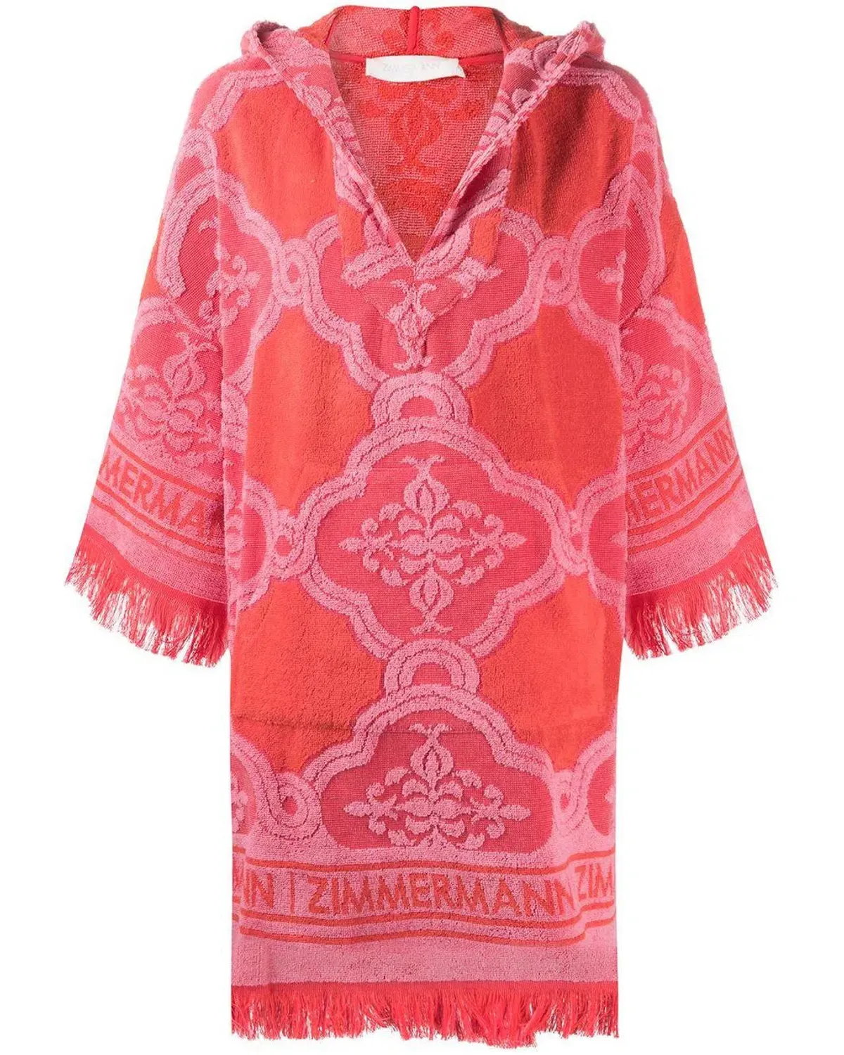 Zimmermann Poppy Fringed Terry Towel Mini Dress Red Pink Size 1 / AU 10  - Image 5