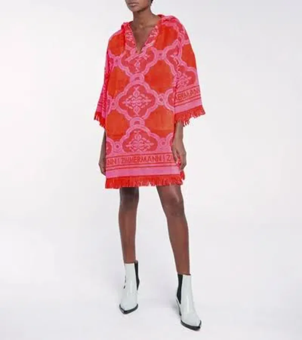 Zimmermann Poppy Fringed Terry Towel Mini Dress Red Pink Size 1 / AU 10  - Image 7