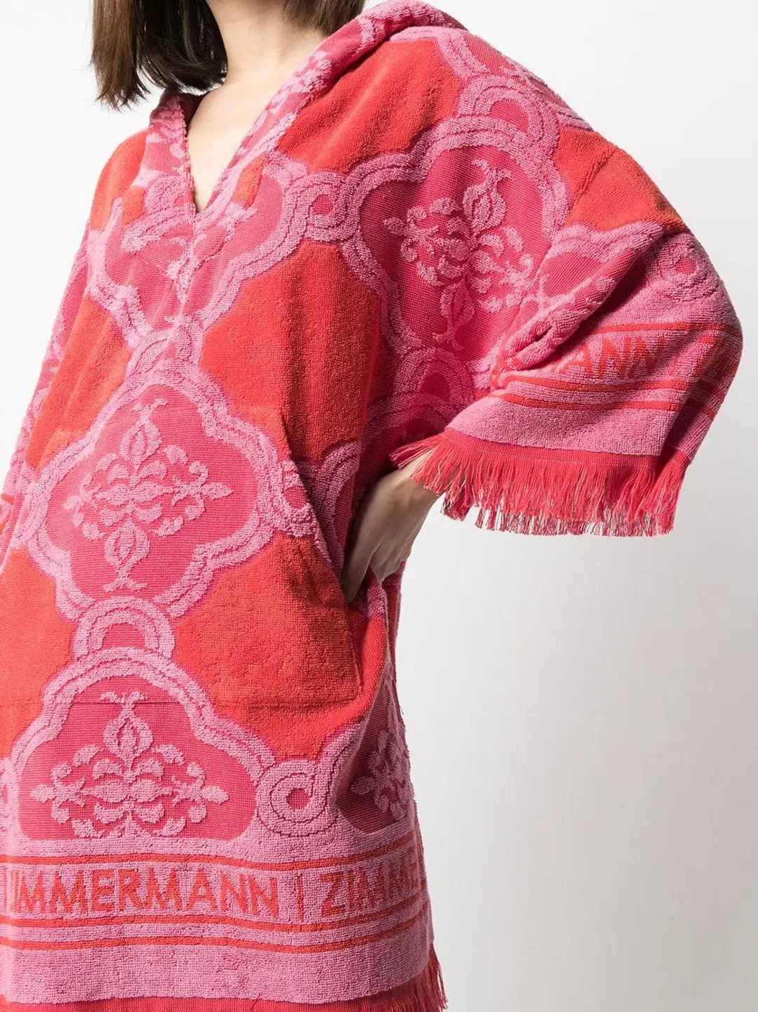 Zimmermann Poppy Fringed Terry Towel Mini Dress Red Pink Size 1 / AU 10  for rent on The Volte - main image