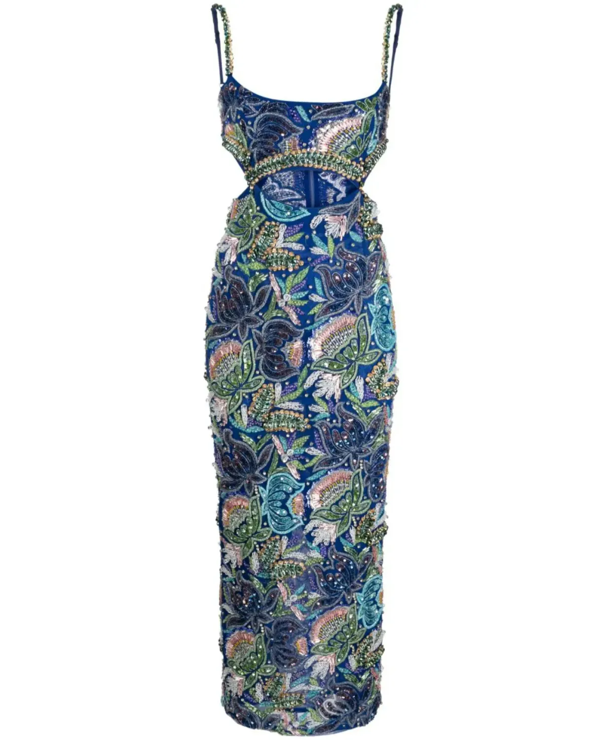Rachel Gilbert Piper Beaded Midi Dress Ocean Blue Size AU 8 - Image 4