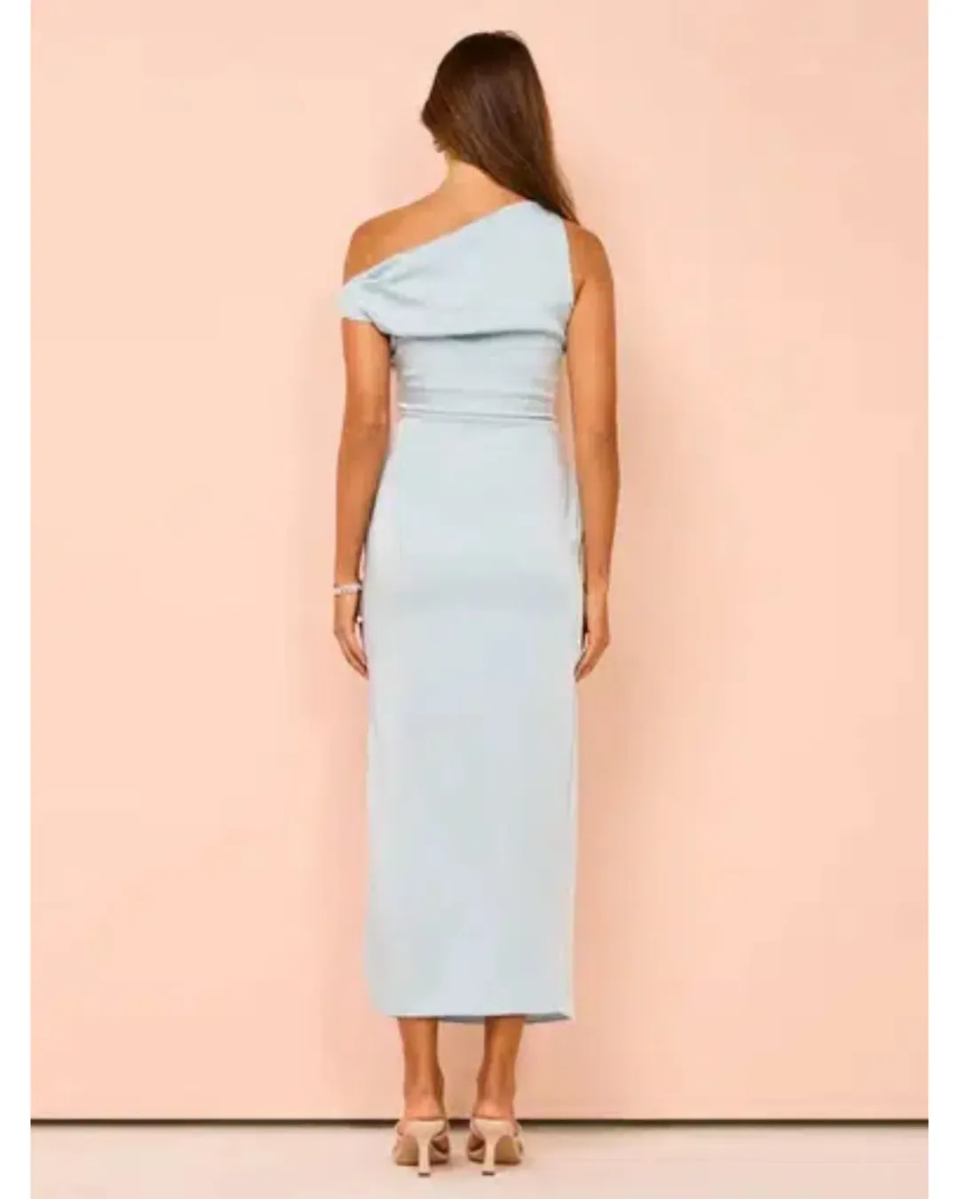 Bec & Bridge Rochelle Asym Midi Dress in Dolphin Blue Size AU 10 for rent on The Volte - main image