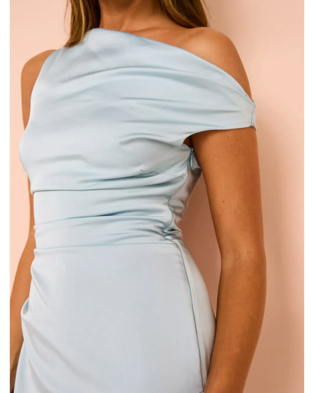 Bec & Bridge Rochelle Asym Midi Dress in Dolphin Blue Size AU 10 for rent on The Volte - main image