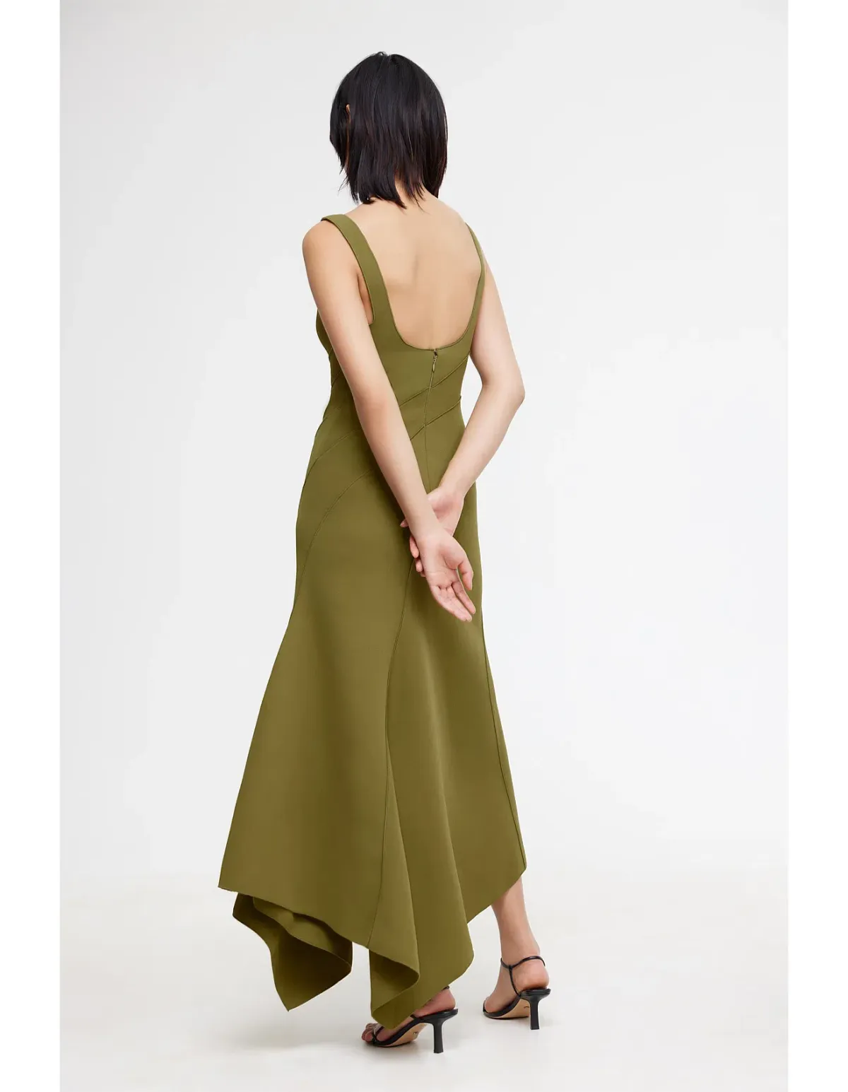 Acler Rowe Midi Dress in Olive Green Size 12 - Image 2