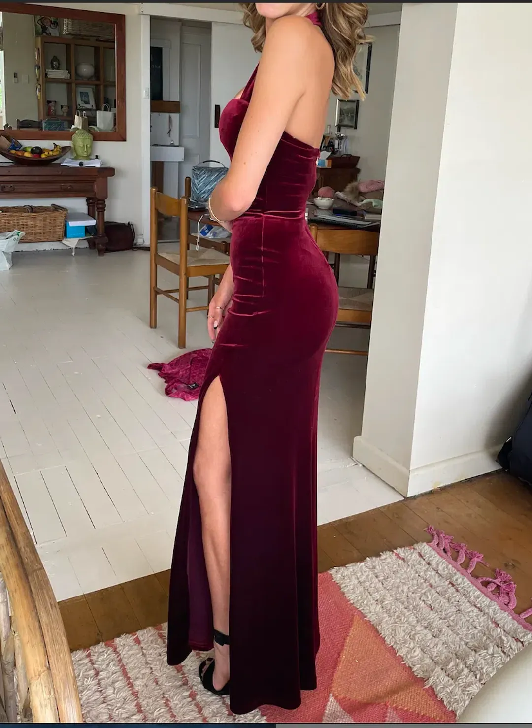 Love Nookie Vera Velvet Gown in Wine Red Size 8 for rent on The Volte - main image