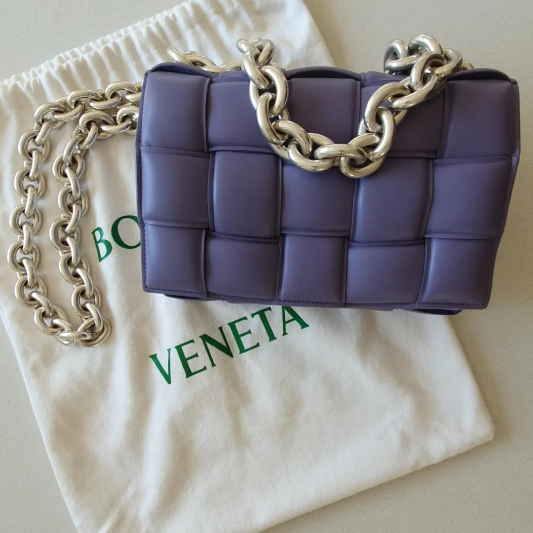 Bottega Veneta Chain Padded Cassette Bag Purple for rent on The Volte - main image