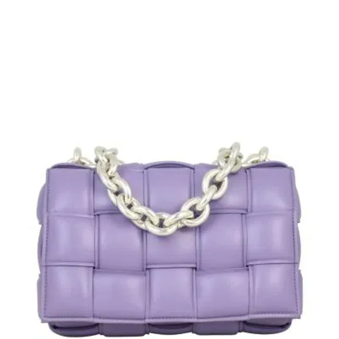 Bottega Veneta Chain Padded Cassette Bag Purple for rent on The Volte - main image