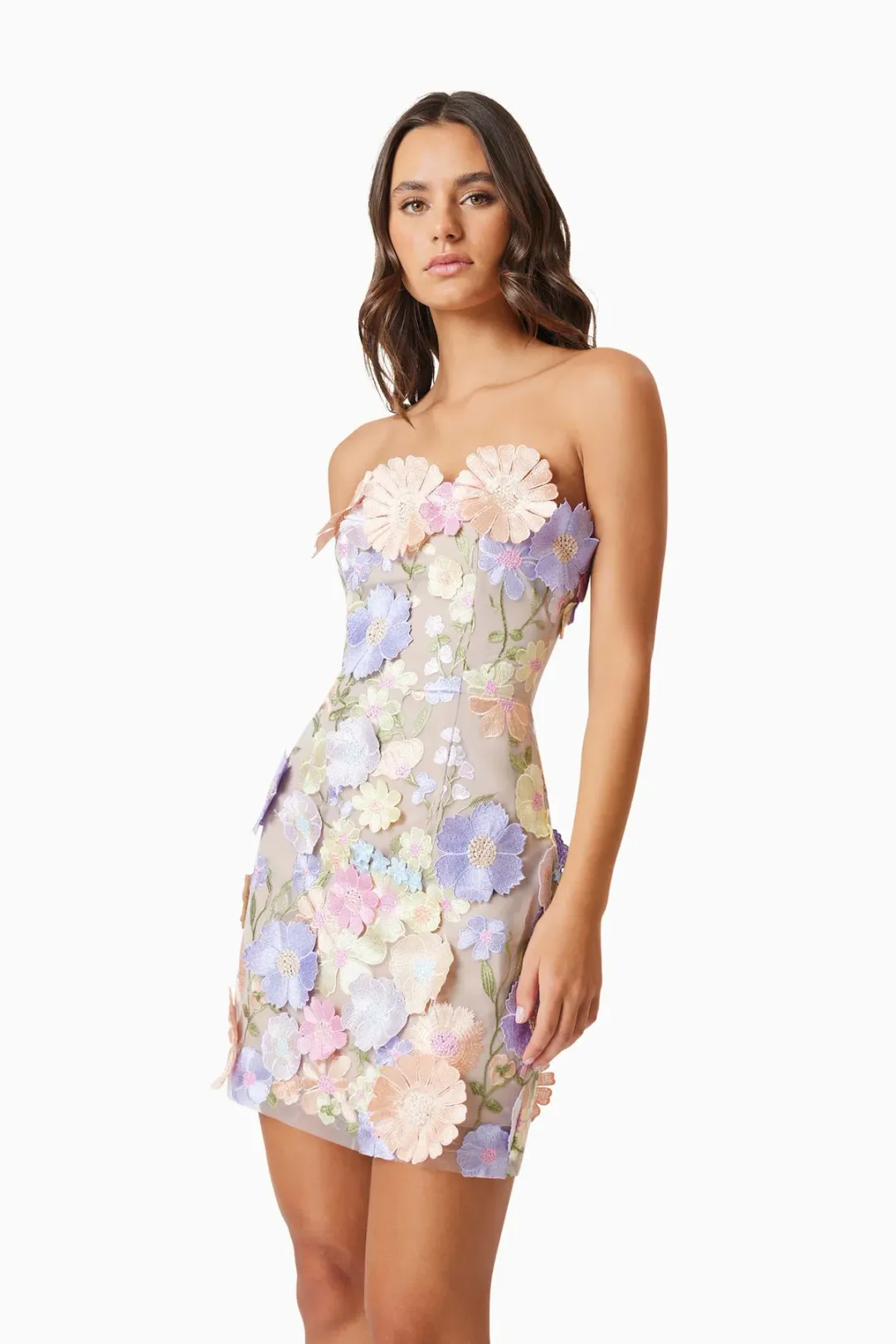 Elliatt Arabella Strapless Mini Dress Floral Size S / AU 8 for rent on The Volte - main image
