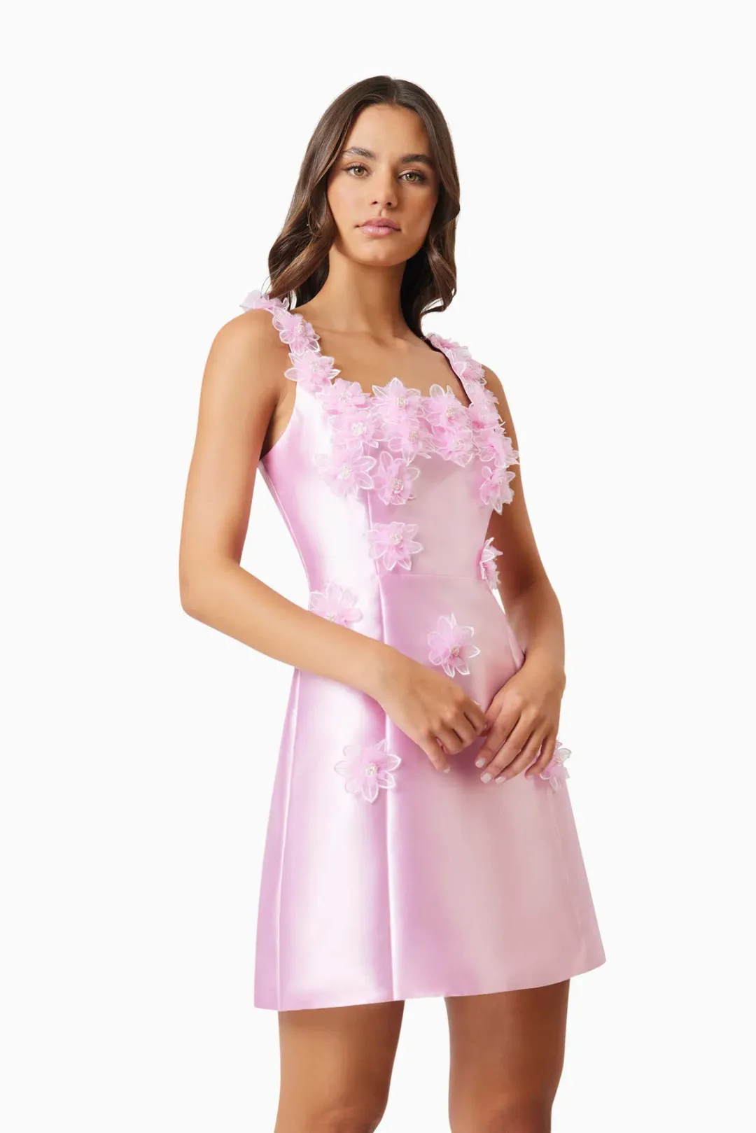 Elliatt Elder Floral Decal Applique Mini Dress In Pink Size S / AU 8 for rent on The Volte - main image