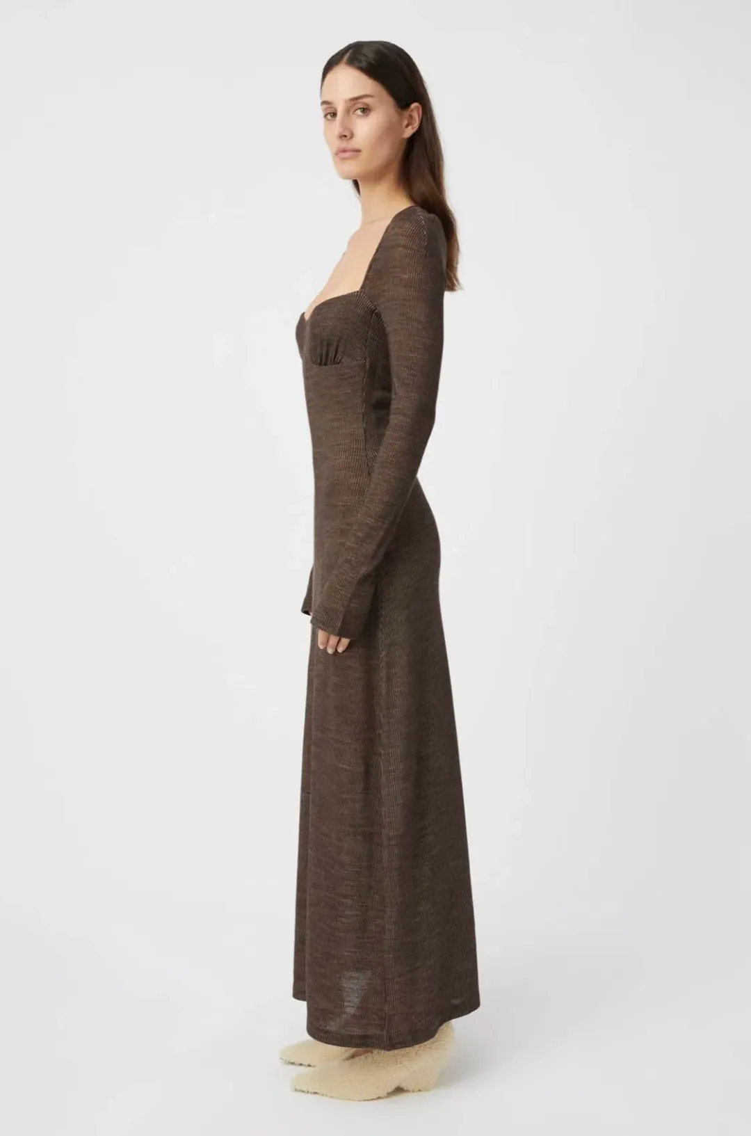 Camilla and Marc Valle Wool Maxi Dress Chocolate Brown Size 10 for rent on The Volte - main image