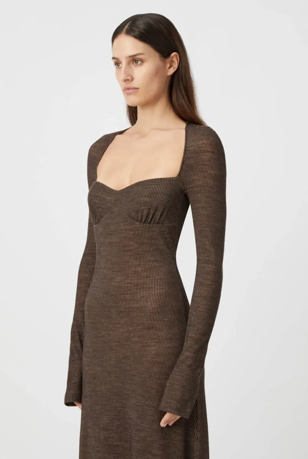 Camilla and Marc Valle Wool Maxi Dress Chocolate Brown Size 10 for rent on The Volte - main image