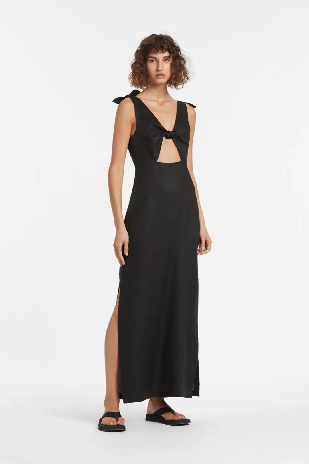Sir the Label Alexandre Tie Knot Dress Black Size AU 8  for rent on The Volte - main image