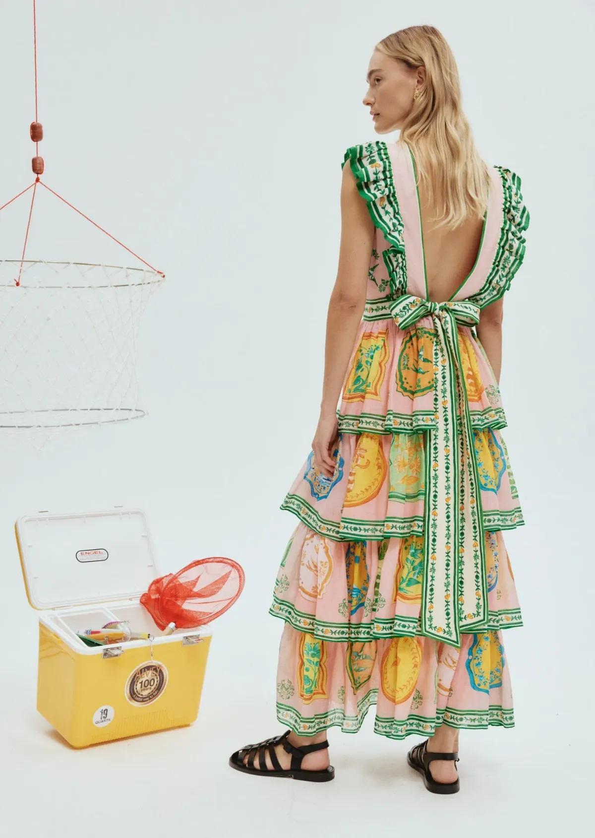 Alemais Porcelain Frill Midi Dress Print Size 8 - Image 2