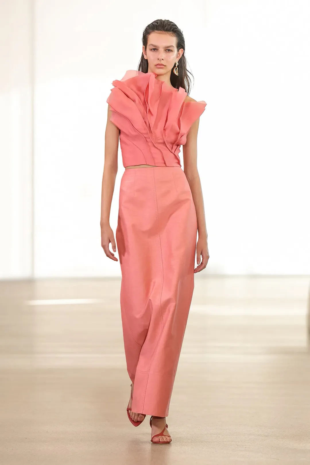 Aje Flame Crop Top and Mary Column Maxi Skirt Set Guava Pink Size 10 for rent on The Volte - main image