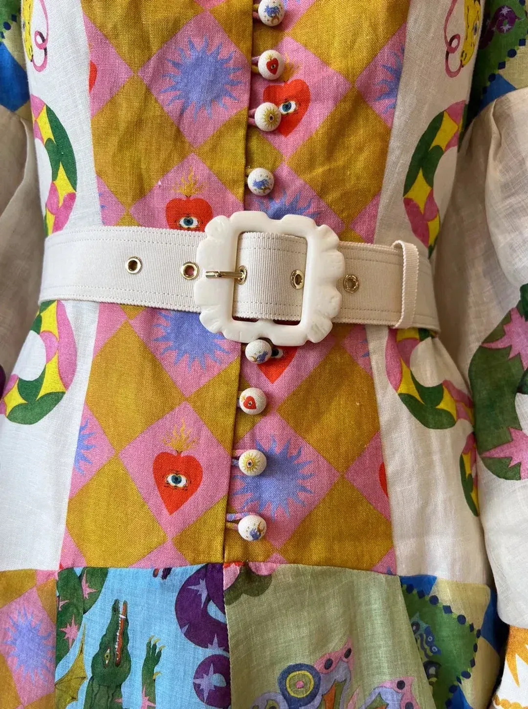 Alemais Lou Balloon Sleeve Shirtdress Multi Size 8 for rent on The Volte - main image