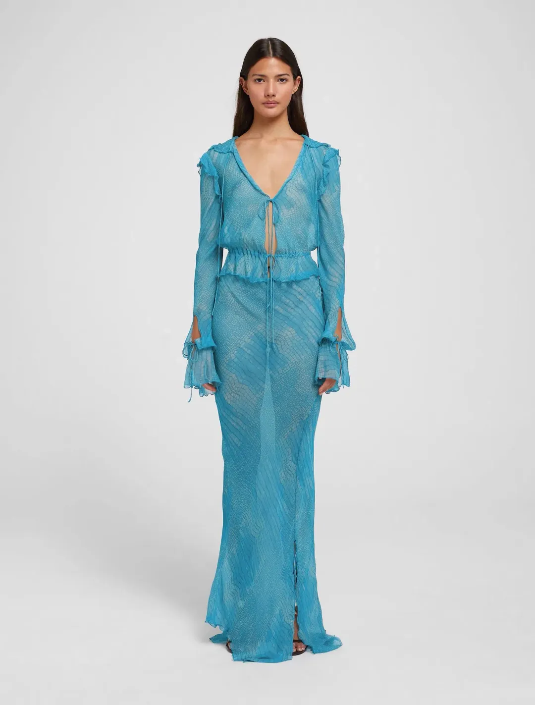 Rat & Boa Havana Top and Skirt Set Blue Print Size S / AU 8 for rent on The Volte - main image