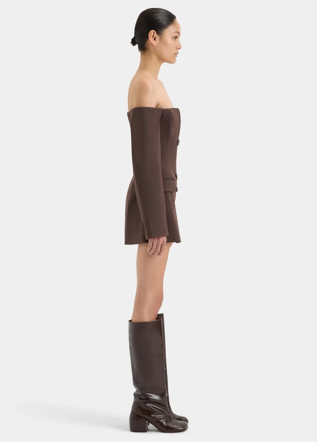 Sir the Label Sandrine Tailored Mini Dress in Chocolate Brown Size 1 / AU 8 for rent on The Volte - main image