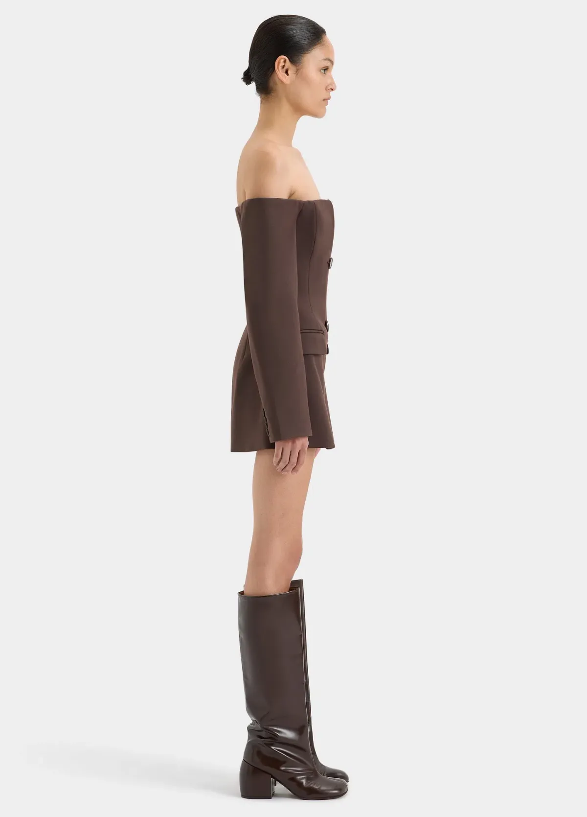 Sir the Label Sandrine Tailored Mini Dress in Chocolate Brown Size 1 / AU 8 - Image 10