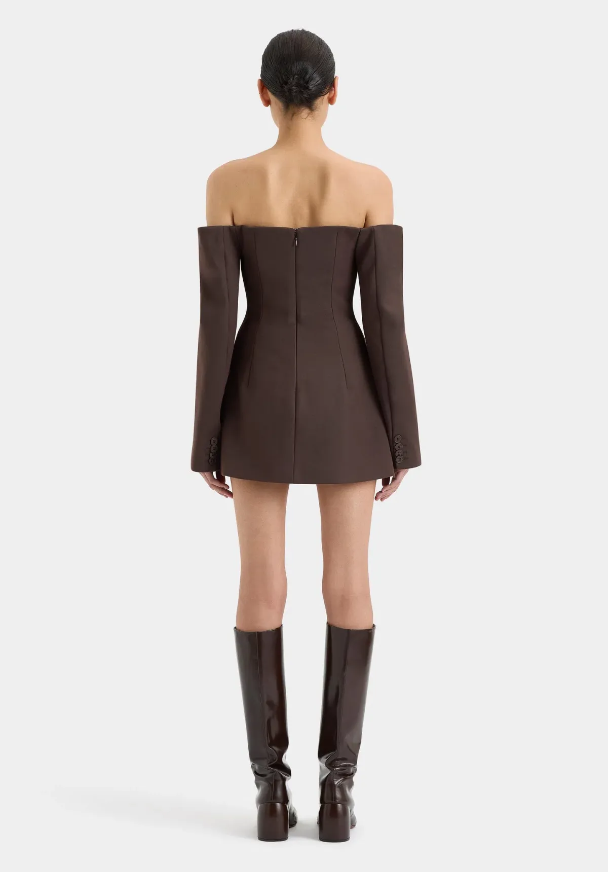 Sir the Label Sandrine Tailored Mini Dress in Chocolate Brown Size 1 / AU 8 - Image 9