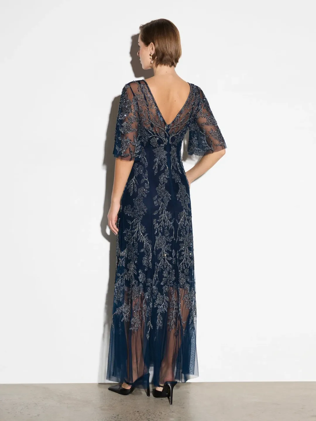 Moss and Spy Desiree Evening Dress Navy Size 8 for rent on The Volte - main image