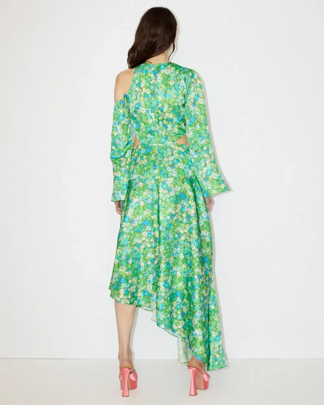 Alemais Cassandra Cut Out Midi Dress Turquoise Floral Size 10 AU for rent on The Volte - main image