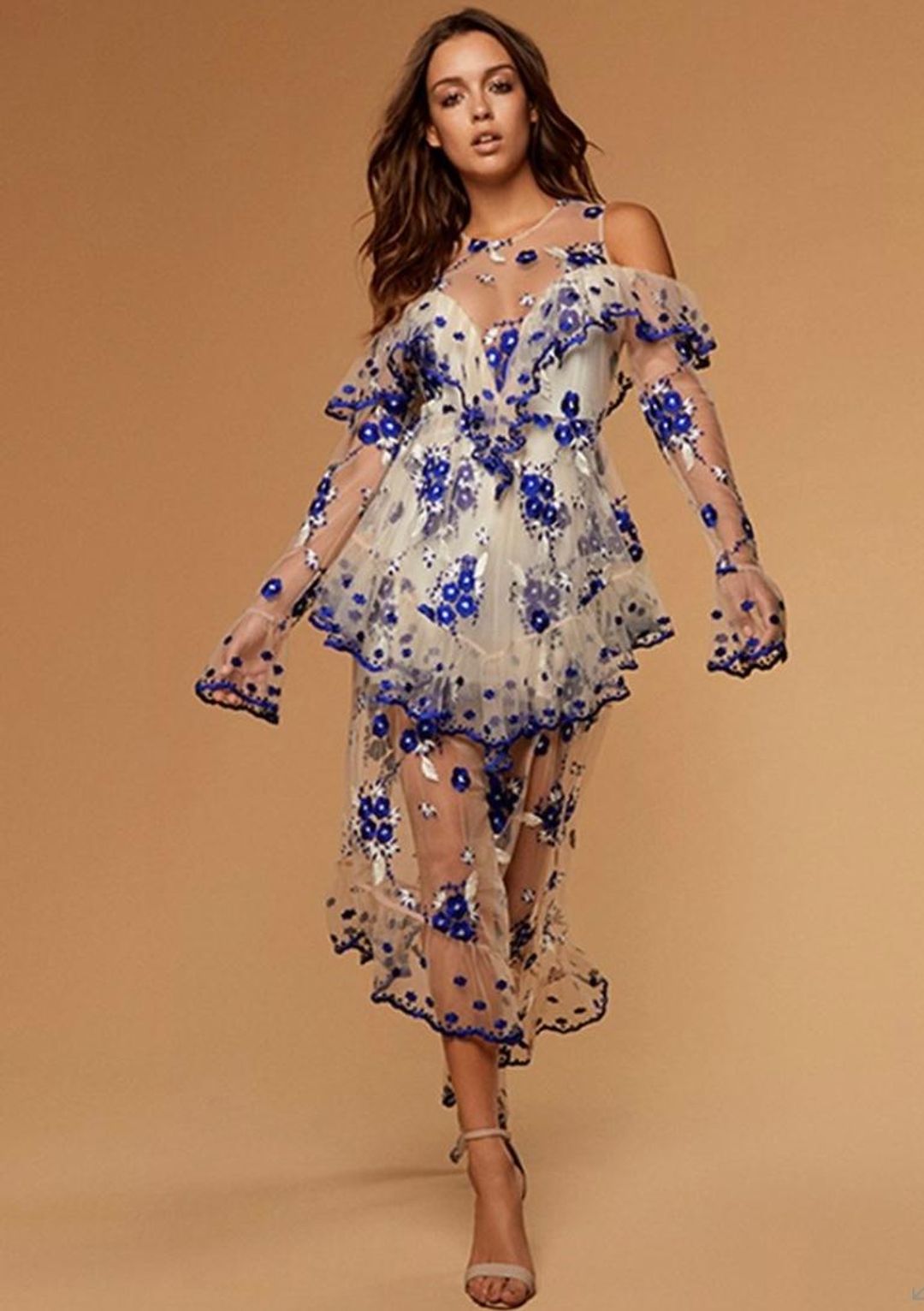 Alice McCall Mirage Gown Nude Blue Size 8 for rent on The Volte - main image